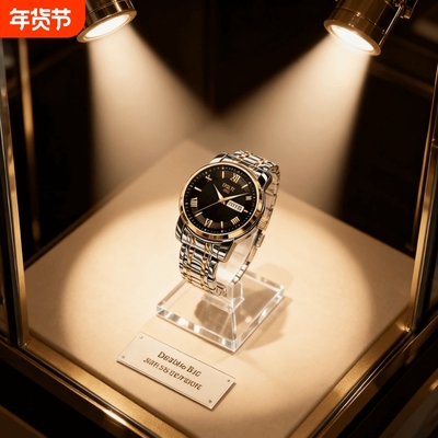 正品瑞士全自动非机械表手表男士学生韩版时尚潮双日历防水表夜光