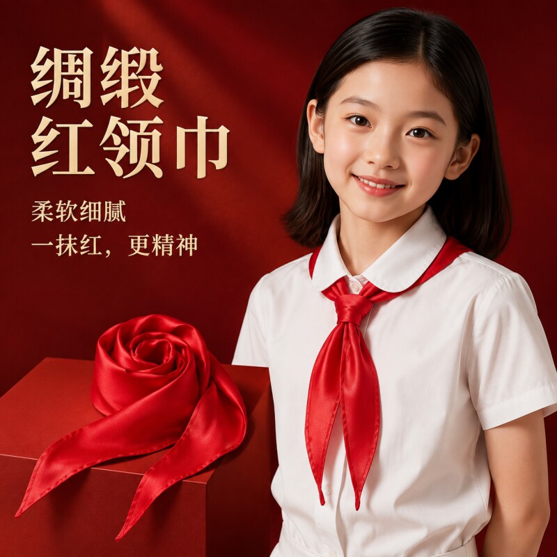 小学生红领巾绸缎桑蚕丝质感图片