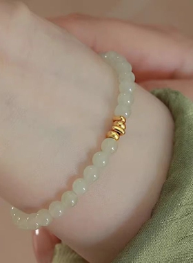 新中式玉石手链轻奢小众精致仿和田玉手串女款2026年新款晴水串