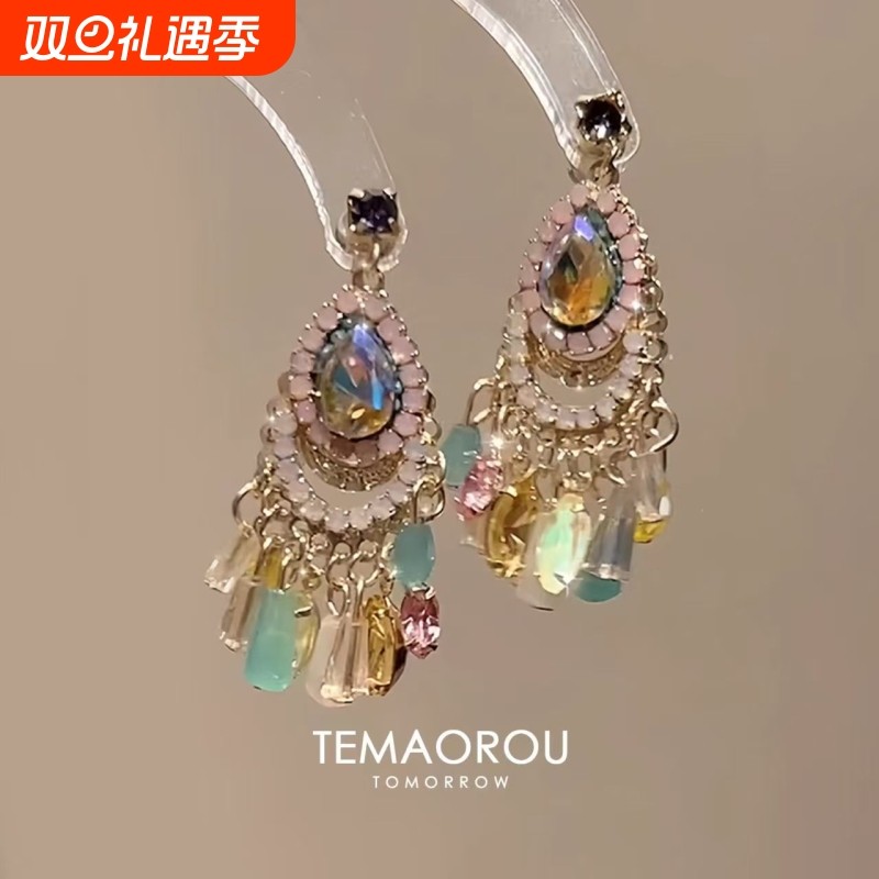 罗马度假耳环波西米亚梦网流苏耳坠2025年爆款耳饰适合方圆脸水滴