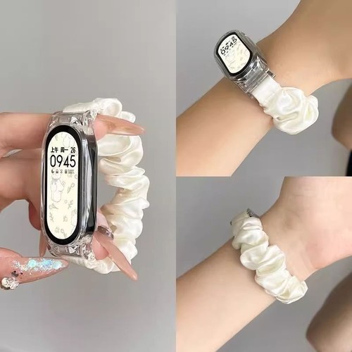 雪纺冰丝适用小米手环9pro表带发圈8pro夏天10/9/8/7可爱6小香风5编绳智能女款nfc版替换腕带个性小众高级感