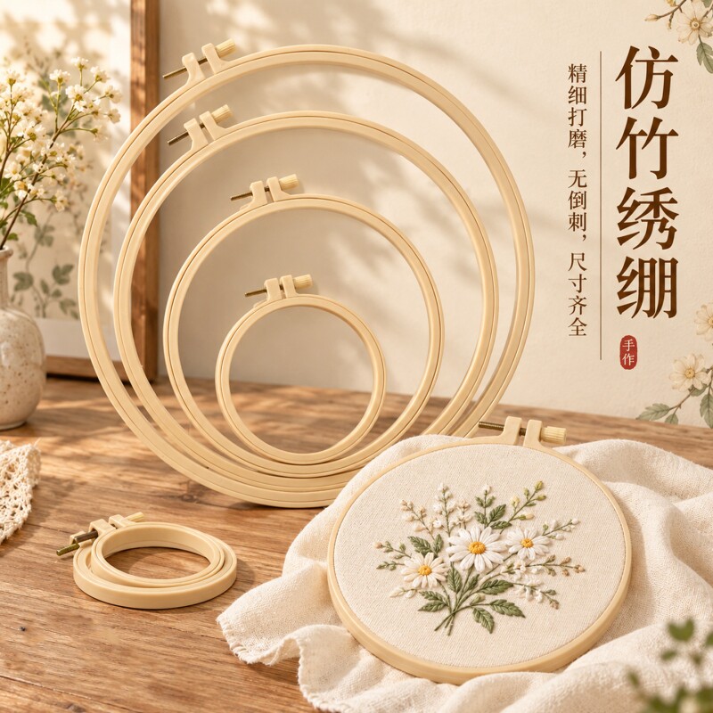 仿竹绣绷圈绣棚刺绣固定架绣花绷圈十字绣辅助工具架子刺绣材料包图片