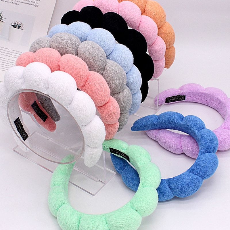 毛巾布海绵高颅顶彩色云朵欧美发带发箍头箍女大头箍