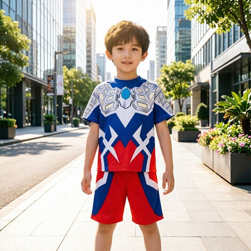 儿童奥特超人短袖t恤男童衣服夏季速干潮T套装迪迦赛罗薄款演出服