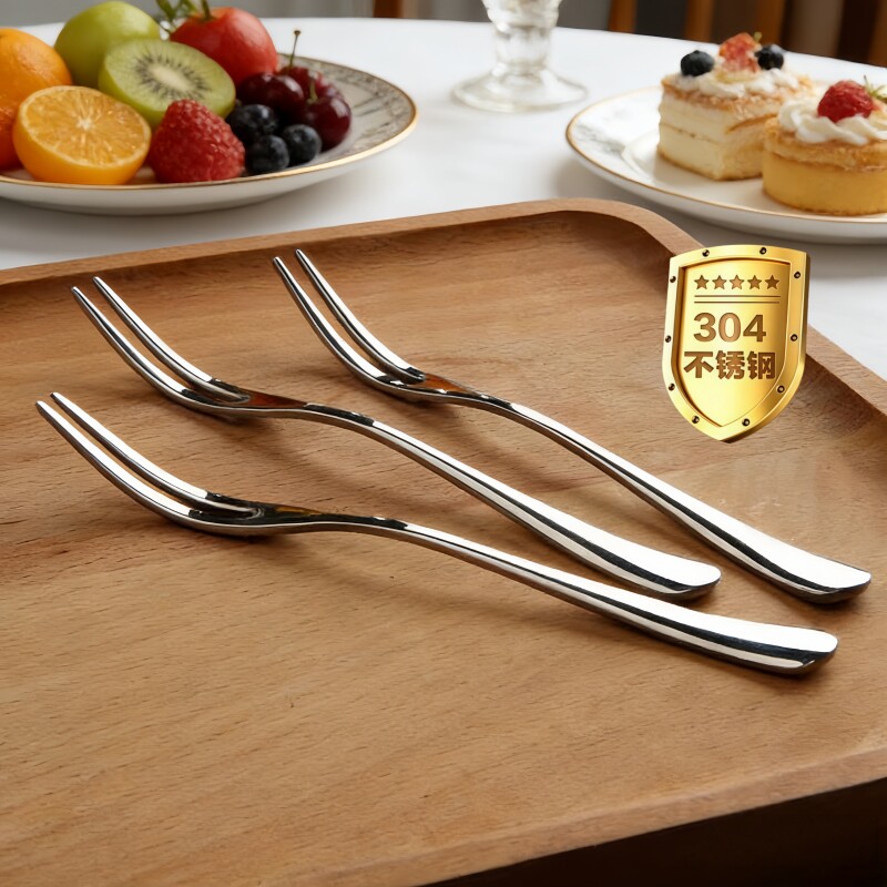 （5支装）304不锈钢水果叉家用加厚水果签子蛋糕甜品点心小叉子