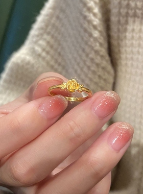 玫瑰物语金色玫瑰花戒指