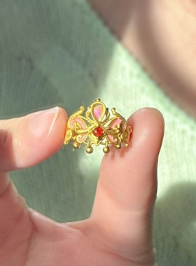 小红书同款甜美少女心千金感皇冠戒指时尚轻奢个性百搭高级感手饰