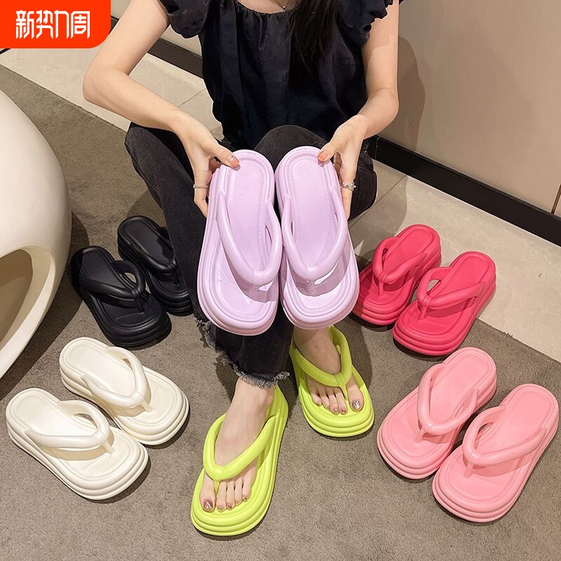 增高厚底人字拖女外穿夏季防滑夹脚拖鞋2026新款沙滩鞋高跟坡跟