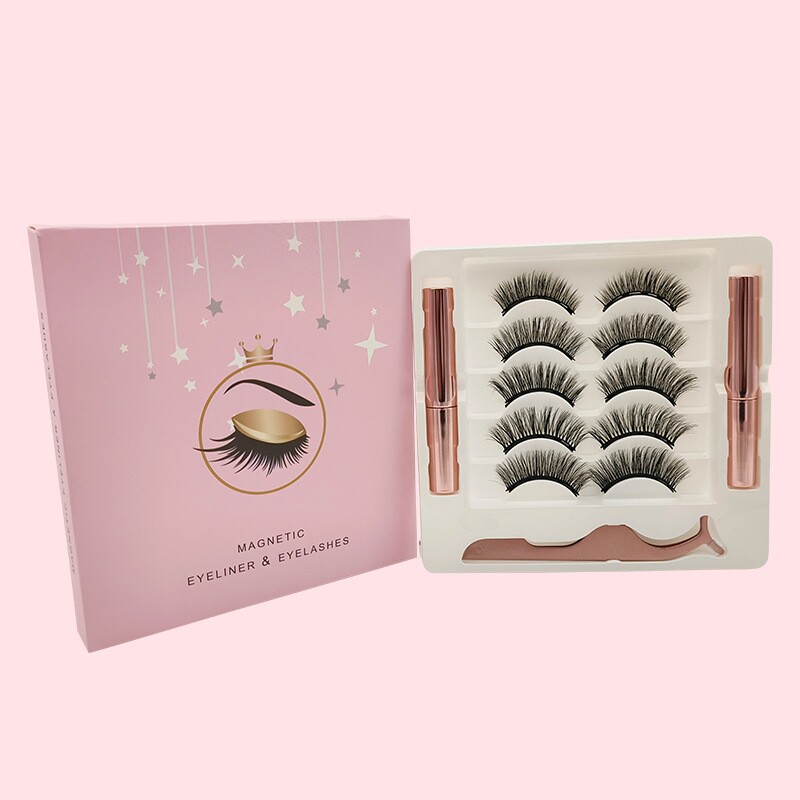 五对装磁铁假睫毛自然浓密仿真纤长眼睫毛免胶磁力吸铁石睫毛