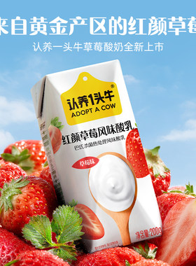 认养一头牛草莓酸奶200g*10盒*2提常温乳酸菌保存发酵冰淇淋奶牛
