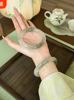 聚财古风新疆天山翠手镯飘花女款天山ins玻璃桃花