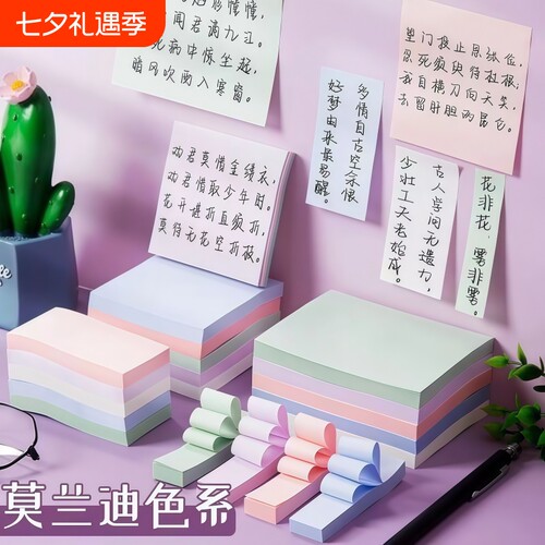 便利贴便签纸小条便签贴纸标签贴纸高颜值粘性强办公外卖索引贴可爱少女自粘可撕贴纸记事易撕提示