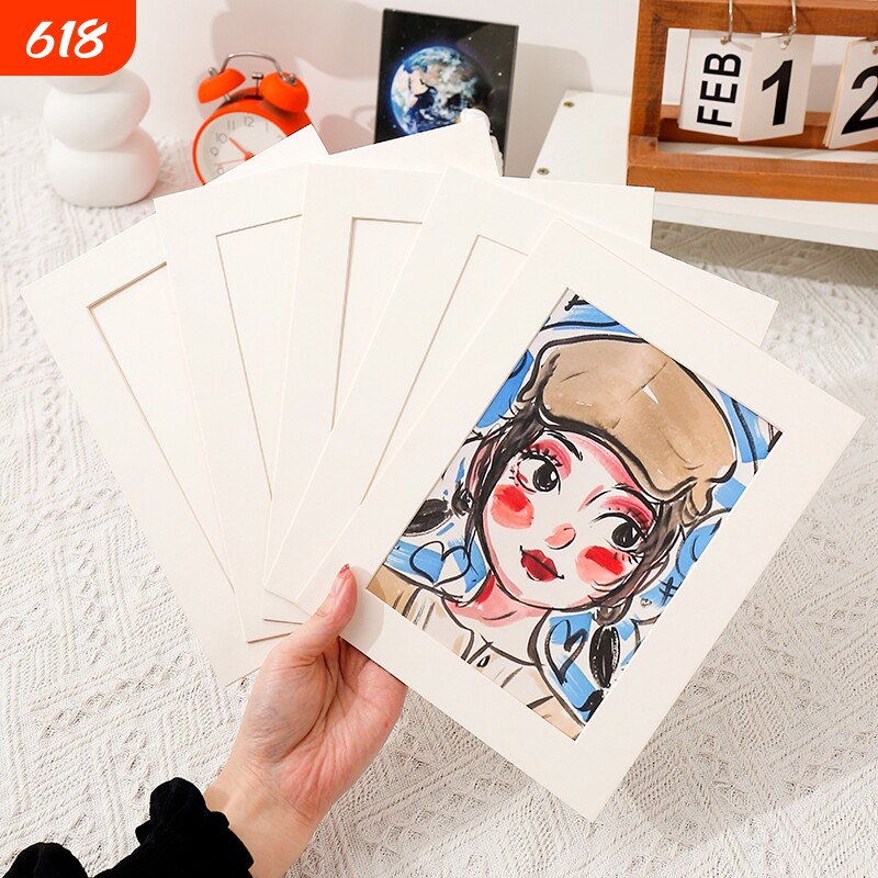 A4儿童卡纸画框装裱剪纸字画8K简易白色纸框空框裱画相框双面立体