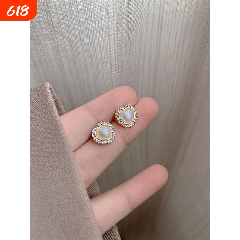 复古巴洛克爱心珍珠耳钉女简约时尚耳环百搭气质小众设计感耳饰品