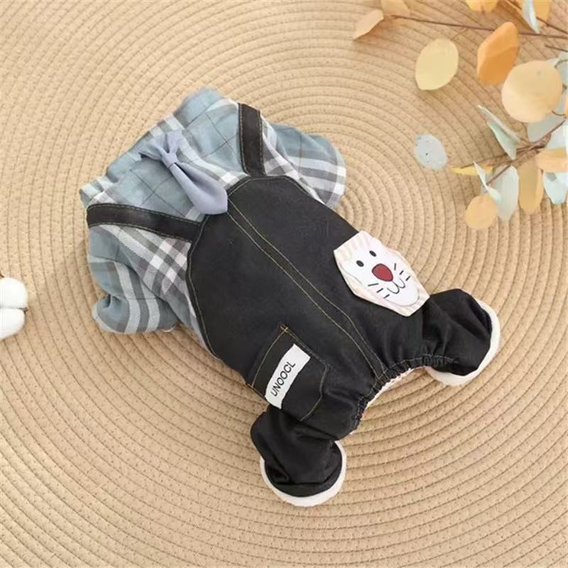 冬款新款狗狗猫咪泰迪比熊博美小幼犬可爱四脚棉衣加绒加厚四脚衣