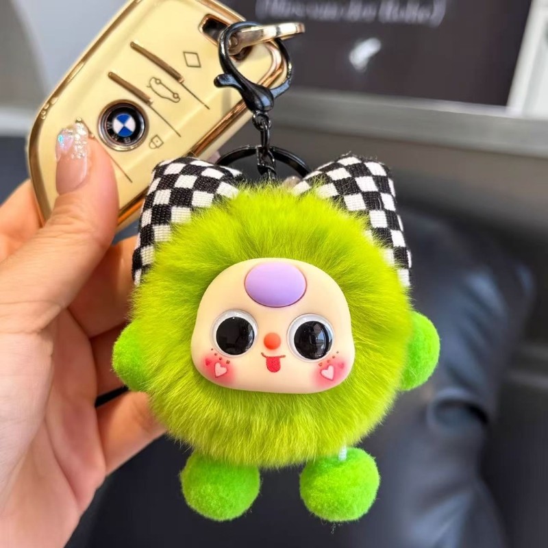 真獭兔毛可爱小煤球包包挂件书包精致公仔挂饰卡通玩偶汽车钥匙扣