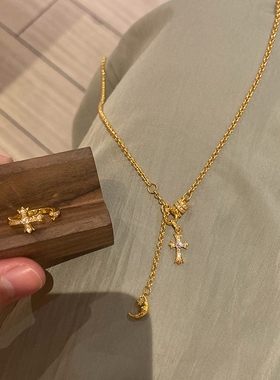 十字流苏高级感清新立体项链饰品