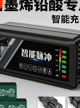 电动车电瓶充电器48V12AH60V20A72V35专用铅酸石墨烯电池超威天能