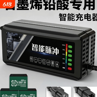 电动车电瓶充电器48V12AH60V20A72V35专用铅酸石墨烯电池超威天能