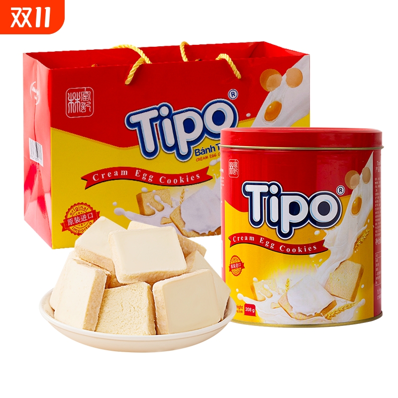越南Tipo进口面包干罐装喜饼面包片营养早餐饼干伴手礼零食糕点