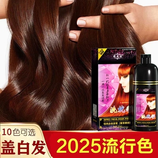 恺岚朵植物纯自己在家染发剂膏女2025新款泡泡染盖白发葡萄酒红色