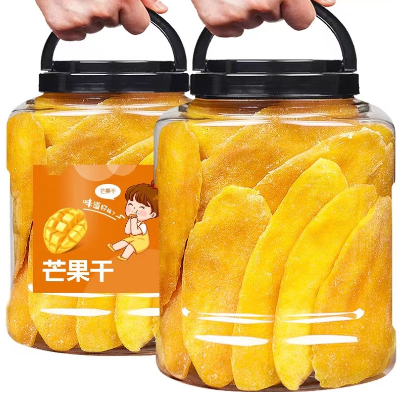 大片芒果干厚切水果干果脯蜜饯休闲零食批发价重500克罐装散装