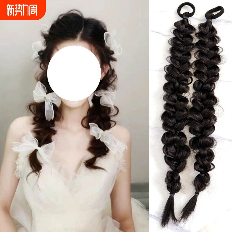 云朵麻花辫马尾假发长辫子脏辫长辫子麻花接发片仿真发吸粉神器