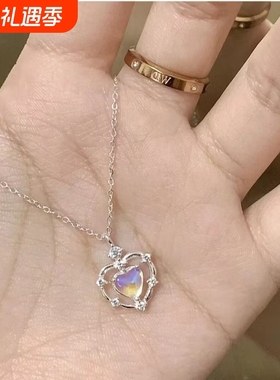 天使之翼翅膀项链女ins不掉色月光石小众设计轻奢网红锁骨链学生