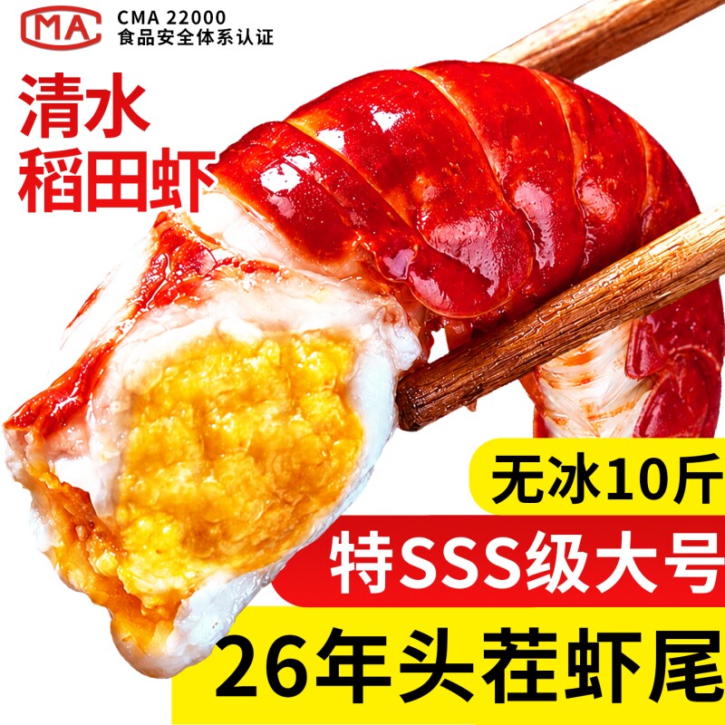 龙虾尾特大号无冰小龙虾麻辣虾尾冷冻生鲜虾球鲜冻批发商用10斤