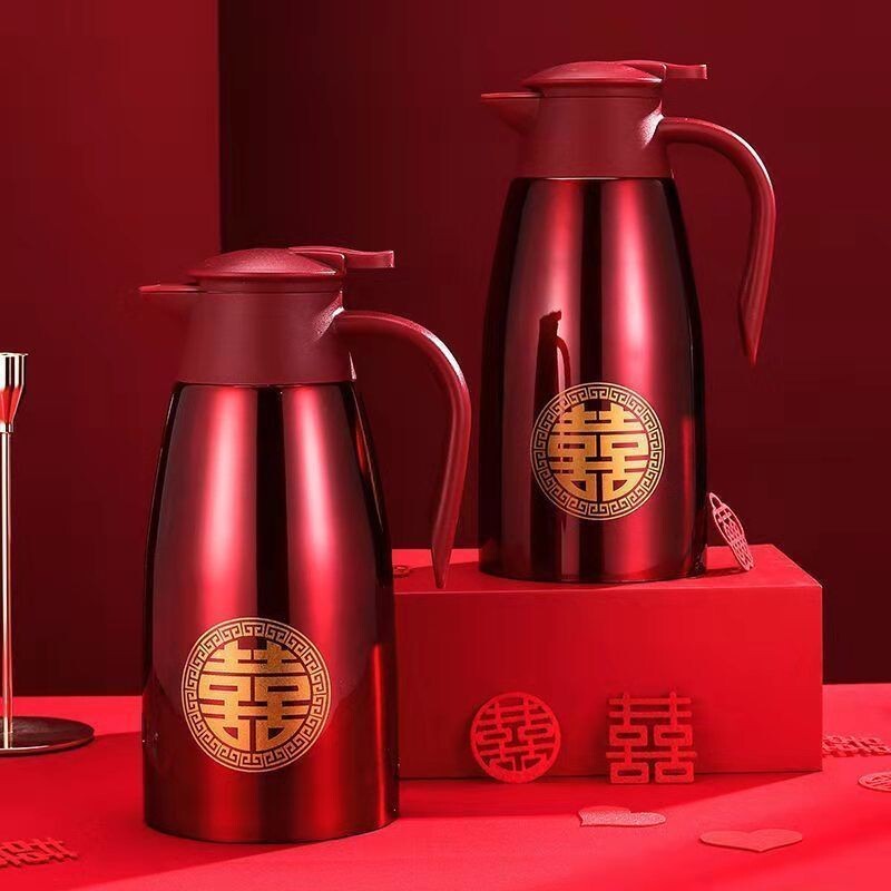 304不锈钢保温婚庆结婚暖壶喜庆热水瓶陪嫁水壶保温水壶结婚一对