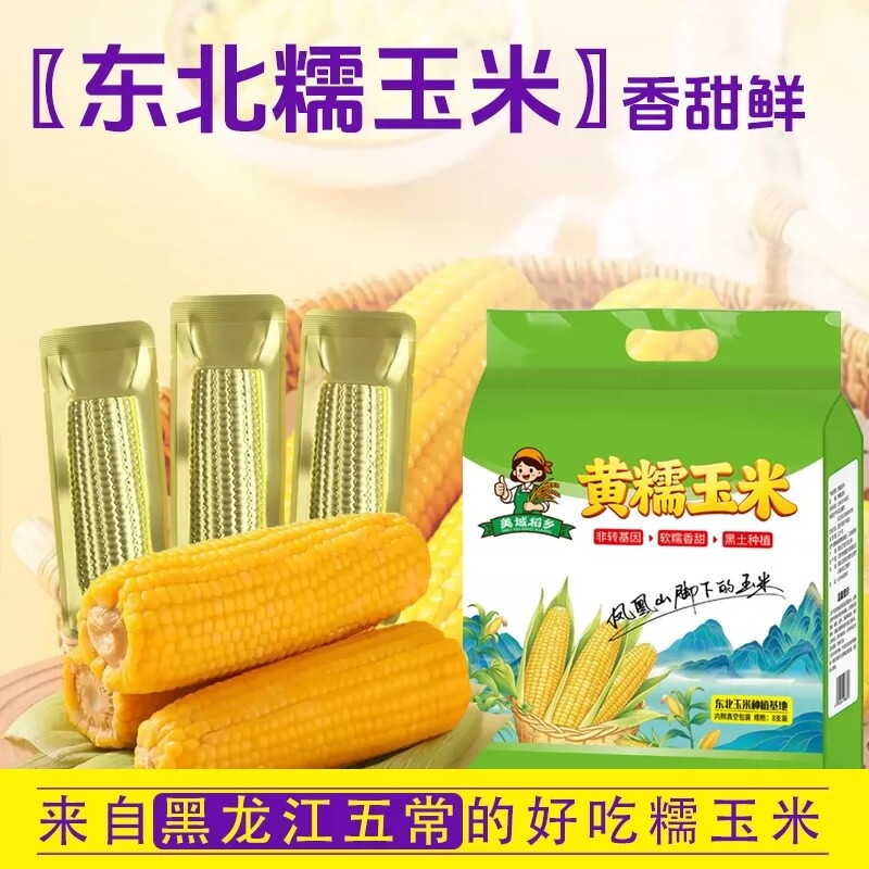 美域稻乡东北粘黄白糯玉米粘苞米糯新鲜真空黄糯玉米甜粘玉米粗粮 粮减实拍商品图