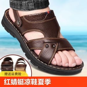 红蜻蜓凉鞋男夏季2024防滑防水凉鞋男款软底耐磨中年男士凉鞋两用