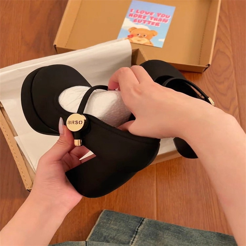 气质高跟鞋女夏季2025新款法式粗跟玛丽珍单鞋配裙子的不累脚鞋子