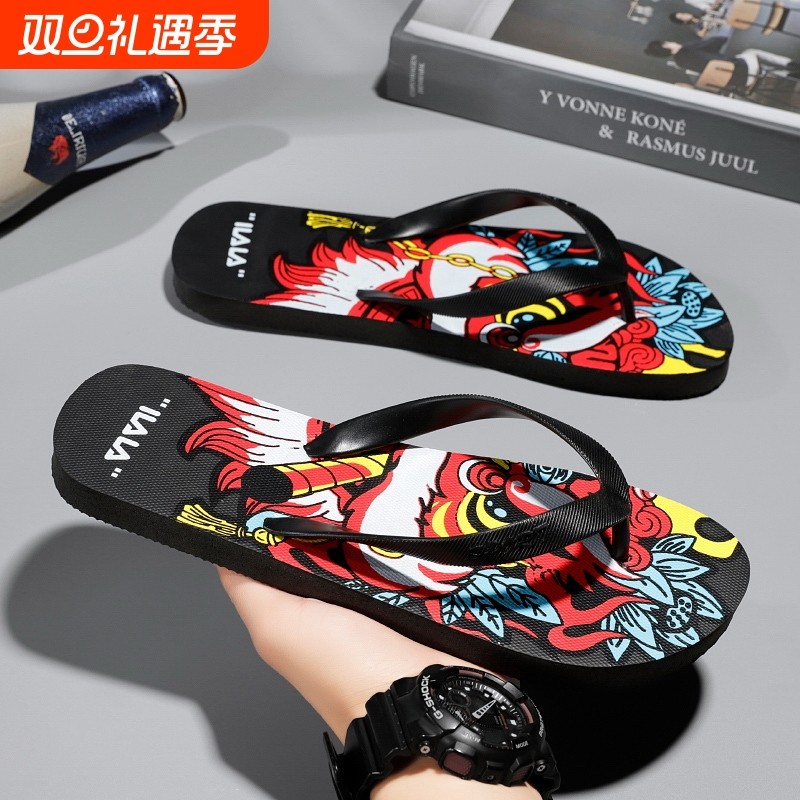 海峡虎人字拖男防滑休闲凉鞋网红潮流夹脚沙滩拖鞋男夏季耐磨橡胶