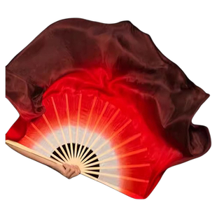 万疆舞蹈扇子万疆双面加长古典跳舞专用绸扇九儿表演道具红色真丝