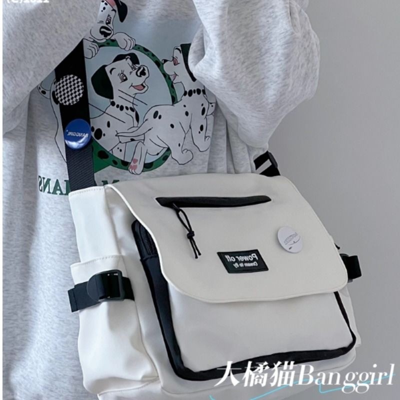 ins大学生斜挎包休闲背包单肩包日系包包女复古邮差包男大容量