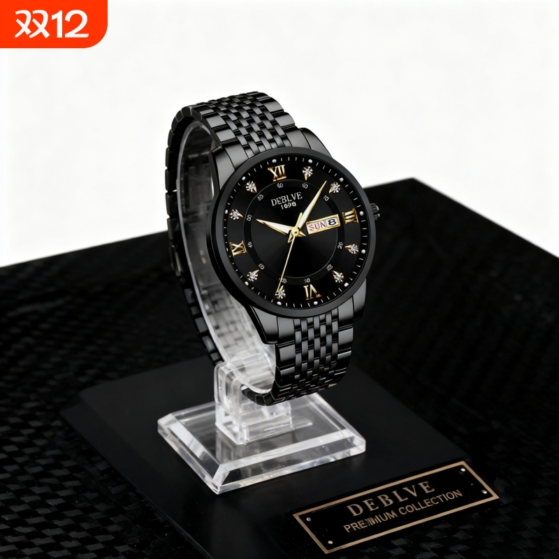 全自动男表手表男款机械风全自动防水数字双日历防水腕表男高级感