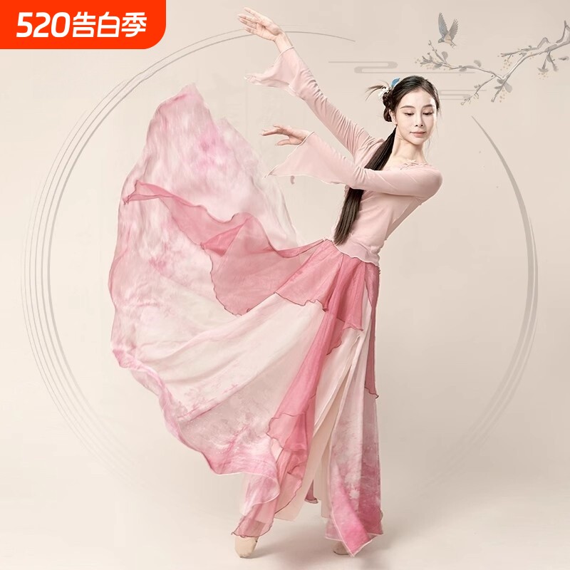 古典舞仙气双层纱衣身韵上衣练功舞蹈女服中国舞古风飘逸裙裤套装