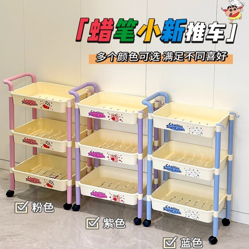 小推车置物架客厅书架落地卧室零食移动可折叠简易书包收纳储物架