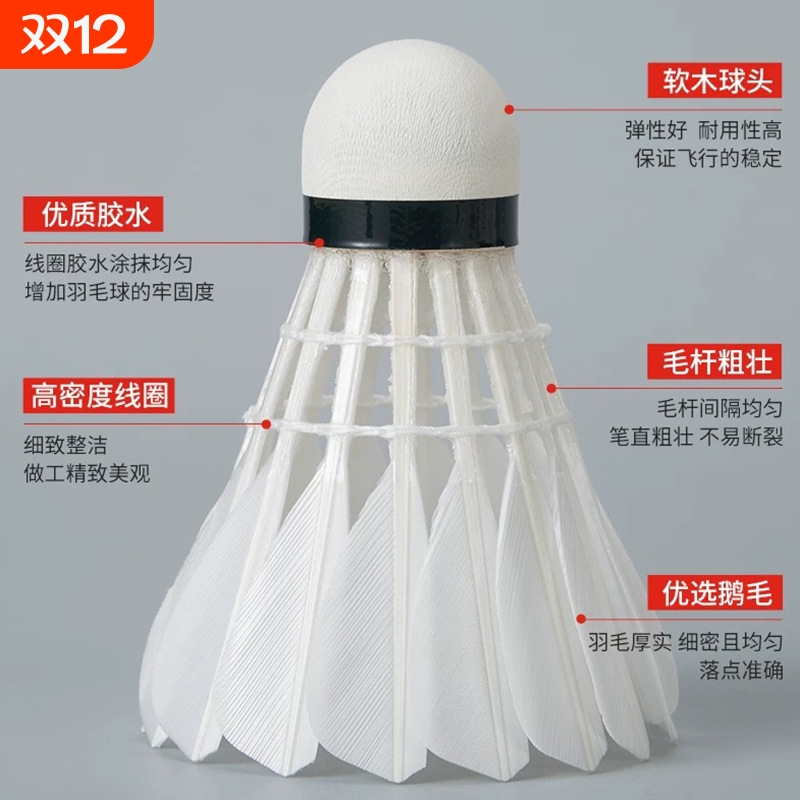 厂家货源翎美羽毛球耐打12只装儿童成人比赛专用薰风训练羽毛球