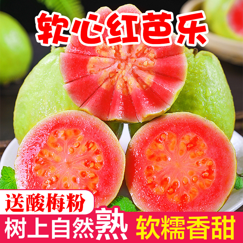 福建软糯红心芭乐新鲜水果番石榴包邮5斤当季软甜胭脂红心芭乐