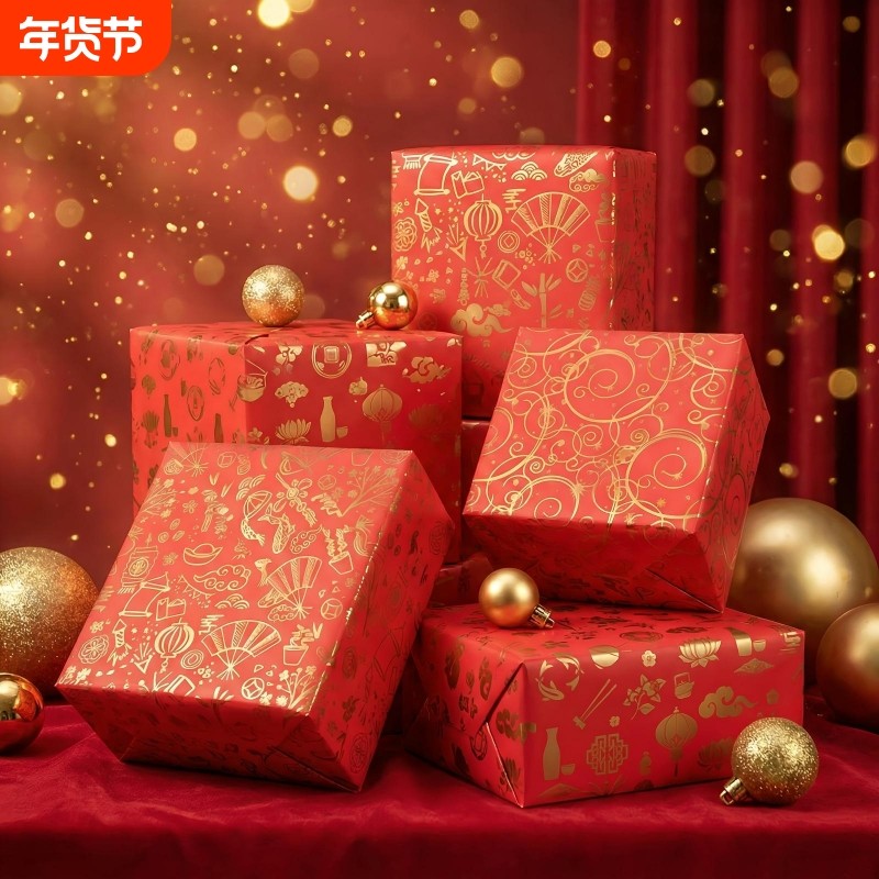 新年包装纸礼物大尺寸年会礼盒装饰纸结婚礼品纸包鞋盒纸中国风,文具电教/文化用品/商务用品,包装纸/蜂窝纸,淘宝优惠券,粉丝福利购,淘宝优惠卷