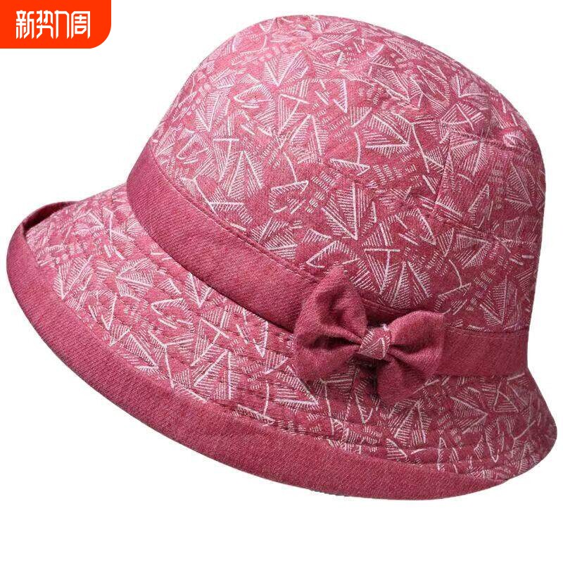 中老年人帽子女奶奶薄款遮阳渔夫帽盆帽短檐妈妈布帽老人帽春款