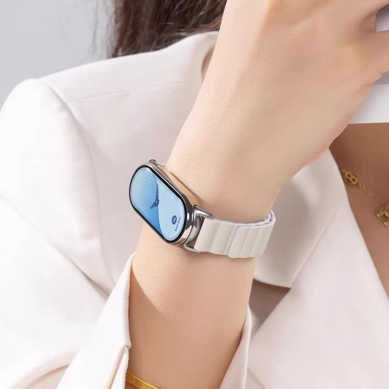 适用小米10手环表带9手表带8新款磁吸硅胶智能运动nfc版九代陶瓷特别版系列替换带男女生高级感小众夏季配件