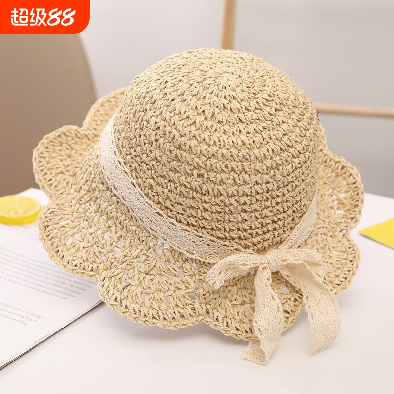 宝宝帽子夏天遮阳帽儿童草帽大檐防晒小清新1-5岁3夏季女童渔夫帽