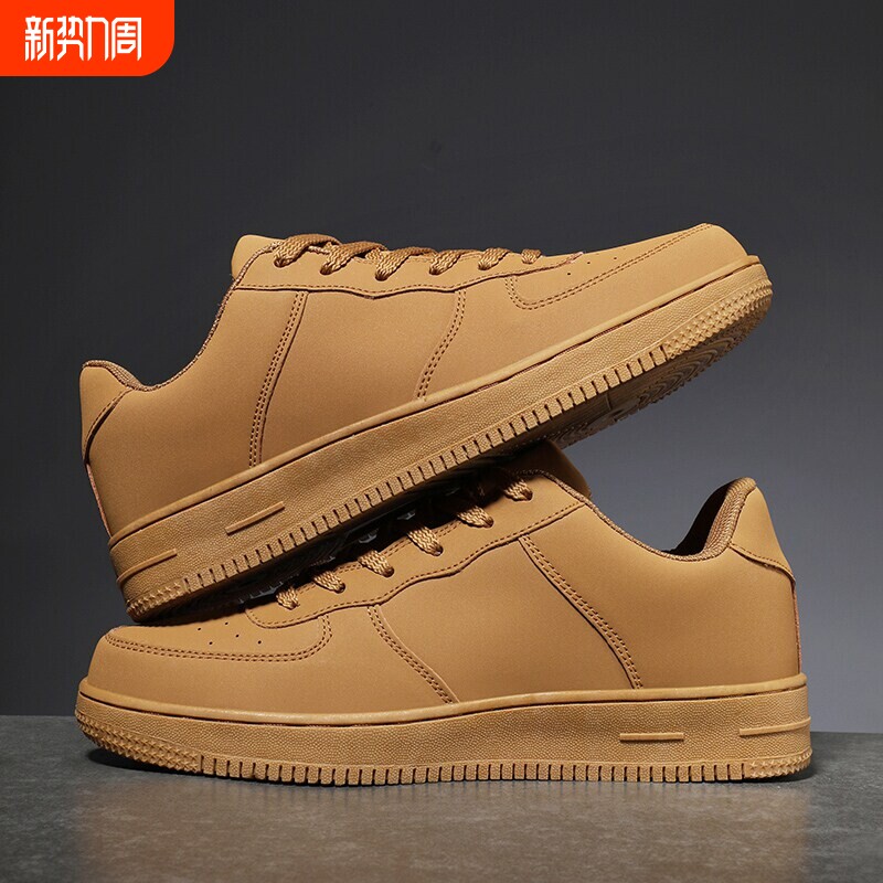 热风新网红小麦色潮鞋情侣休闲运动男鞋复古百搭低帮板鞋女学生46