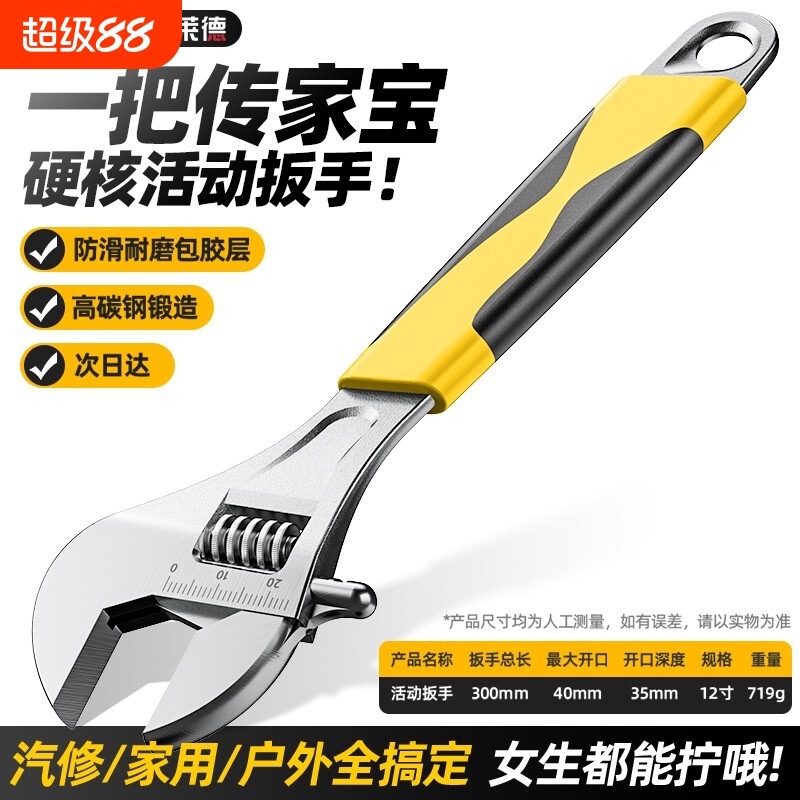 活动扳手套装活口扳手包胶图片