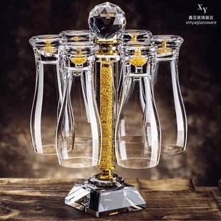水晶玻璃金箔啤酒杯人工吹制轻奢收腰大容量精酿扎啤杯子商用家用