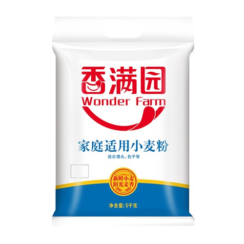 香满园家庭适用小麦粉5kg/袋馒头饺子面条面粉麦香浓郁粉质细腻