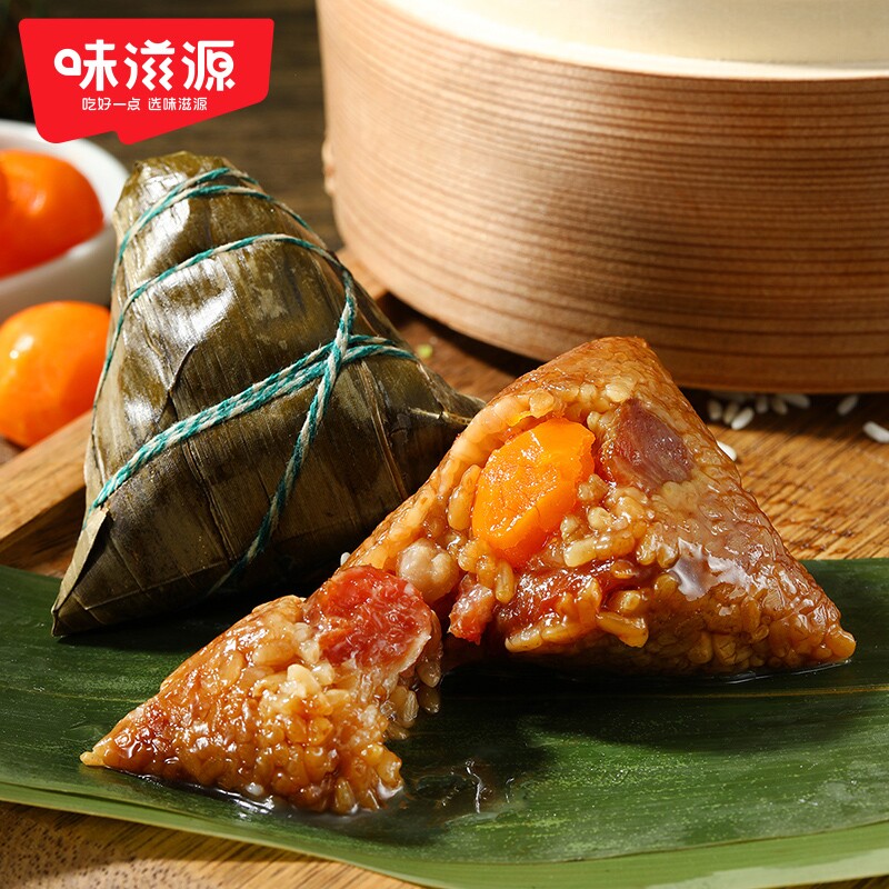 味滋源蛋黄肉粽板栗蜜枣豆沙粽真空袋包装鲜肉端午大粽子早餐速食